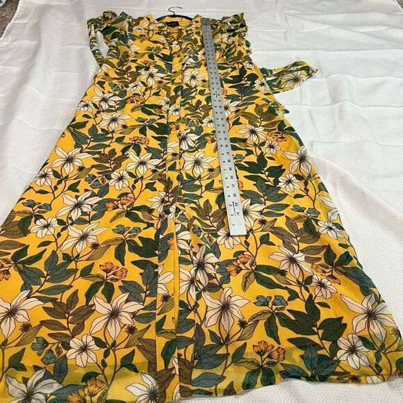 Who What Wear Yellow Floral Flutter Sleeve Dress - Picture 6 of 6